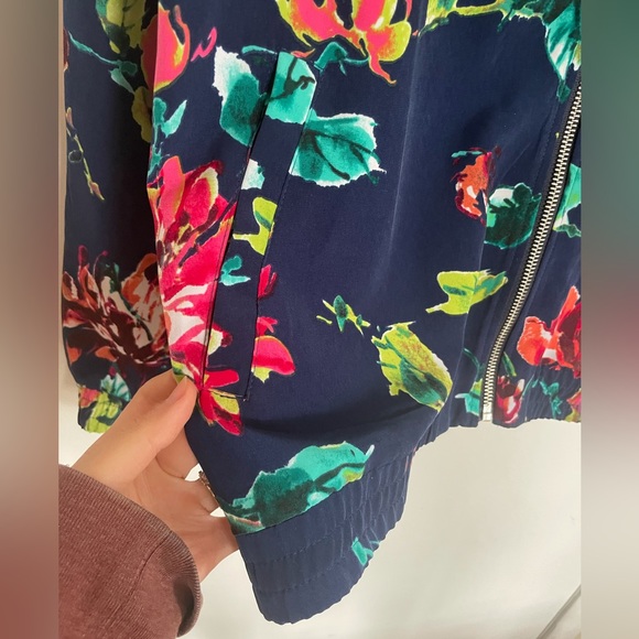 Susan Graver Blue Floral Bomber Jacket XL - Picture 4 of 7